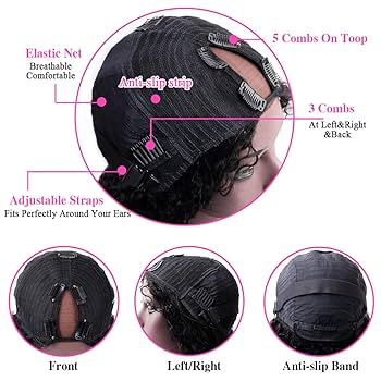 Amazon.com : Amznlady Curly Pixie Cut Wig Human Hair Wigs V